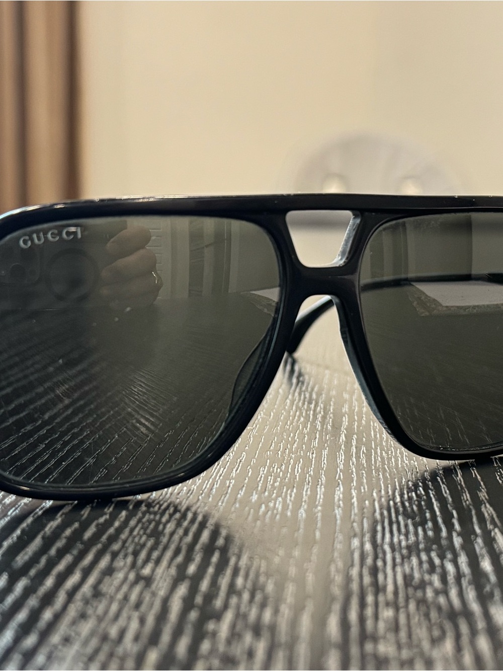 Gucci Black Shield Sunglasses with Dark Lenses